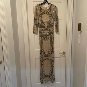 Size XS heavy beaded cream,beige,ivory colored beading